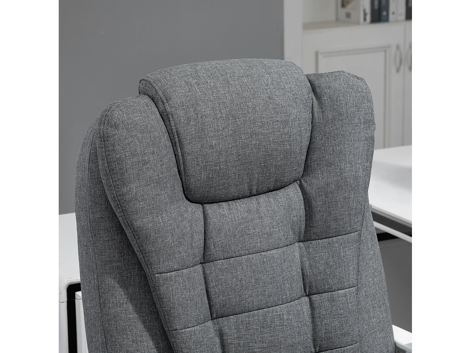 Scrivania ergonomica in metallo con poggiapiedi regolabile, grigio