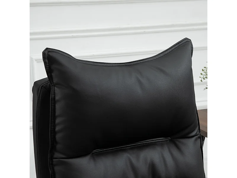 Chaise de bureau ergonomique simili cuir avec repose-pieds, réglable en hauteur, Noir 66x72x122-130 cm