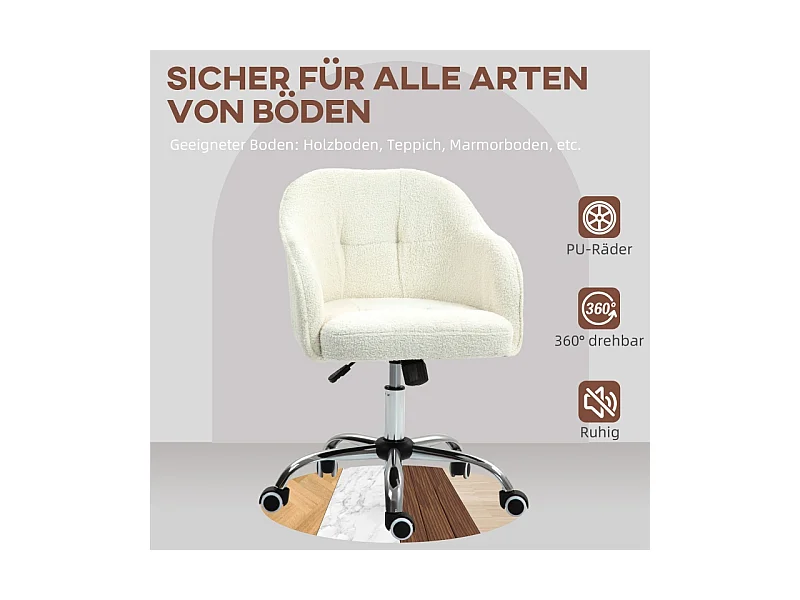 Fauteuil Bureau ergonomique pivotant, Teddysamt, réglable hauteur, crème, Homeoffice