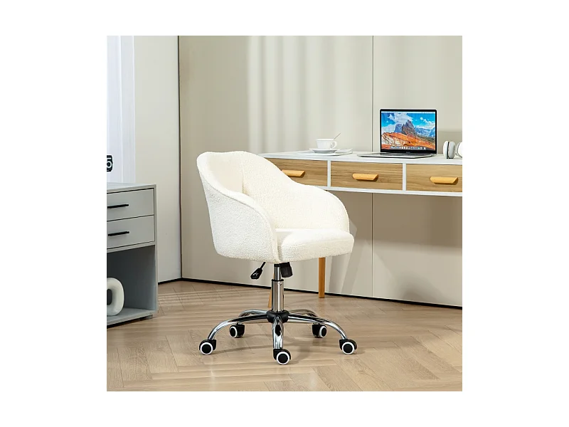 Silla de oficina giratoria ergonómica Teddysamt, altura regulable, color crema, Homeoffice
