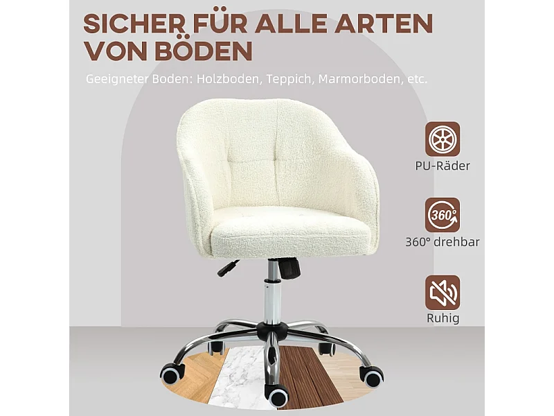 Cadeira de escritório giratória ergonômica, Teddysamt, altura ajustável, creme, Homeoffice