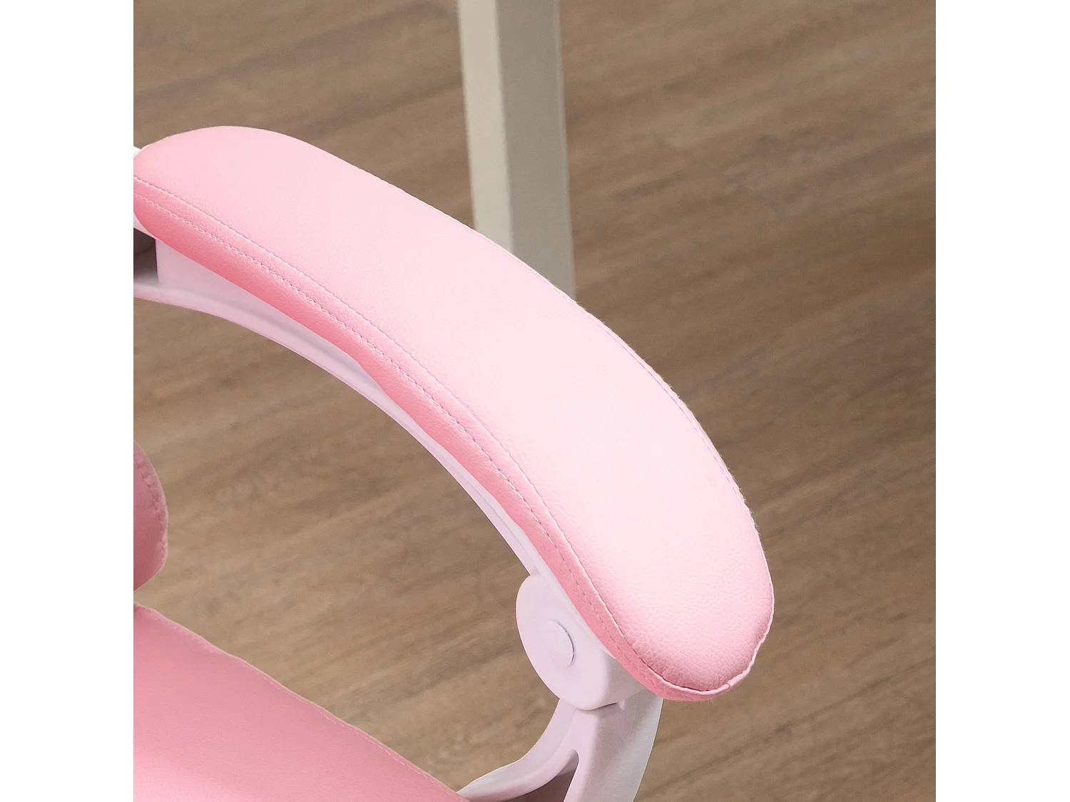 Cadeira de escritório reclinável com apoio para os pés, couro sintético rosa, altura ajustável