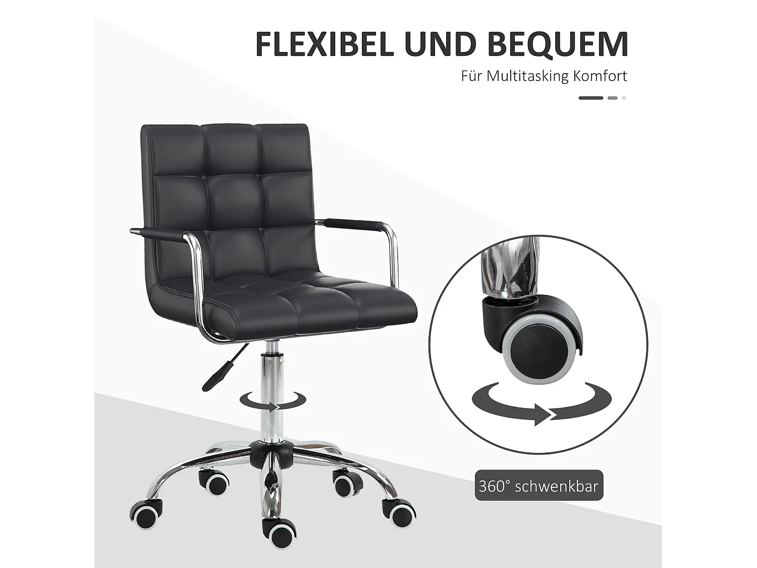 Fauteuil de bureau ergonomique cuir synthétique blanc hauteur réglable avec accoudoirs 46-61cm