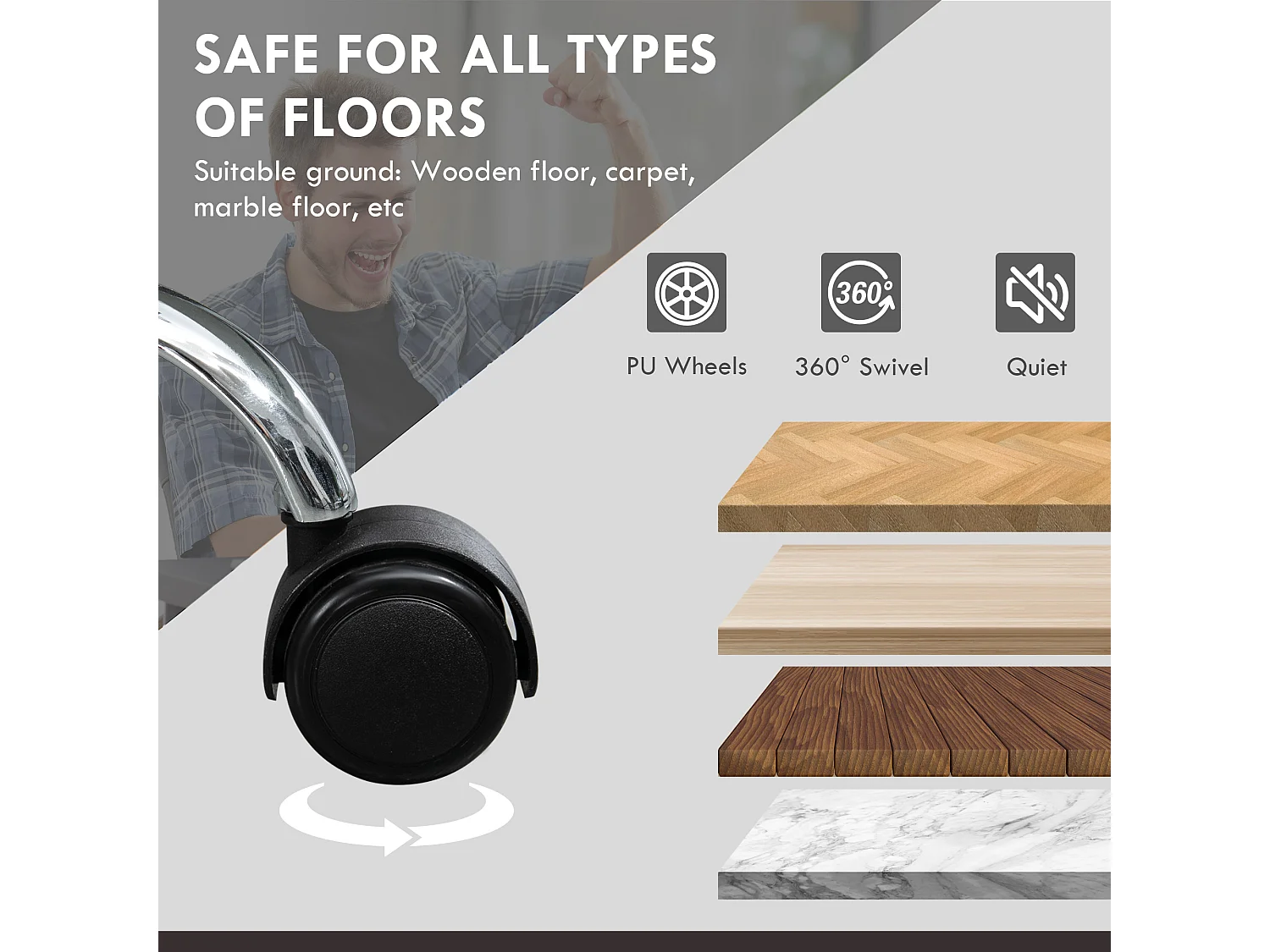 Fauteuil de bureau massage ergonomique en cuir synthétique avec chauffage et repose-pieds noir 66x67x118-126 cm