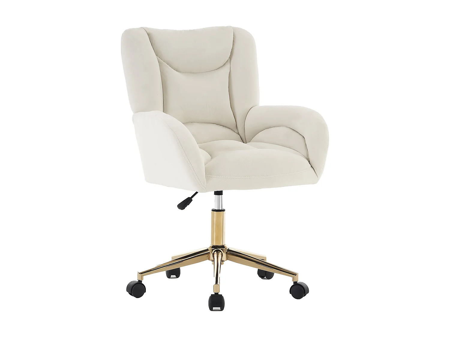 Fauteuil bureau velours elfenbein pivotant réglable 360° intérieur pieds dorés
