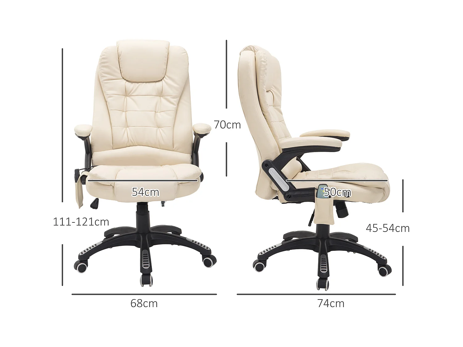 Sedia da massaggio ergonomica in pelle sintetica con colore beige pivotante