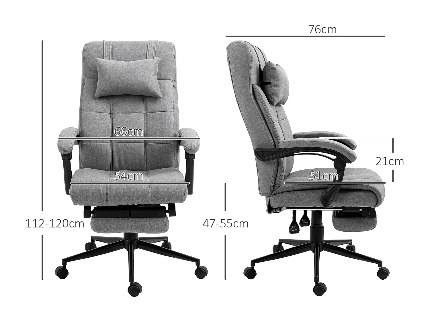 Scrivania ergonomica in lino con poggiapiedi, comodini regolabili, 66x70x116-124 cm