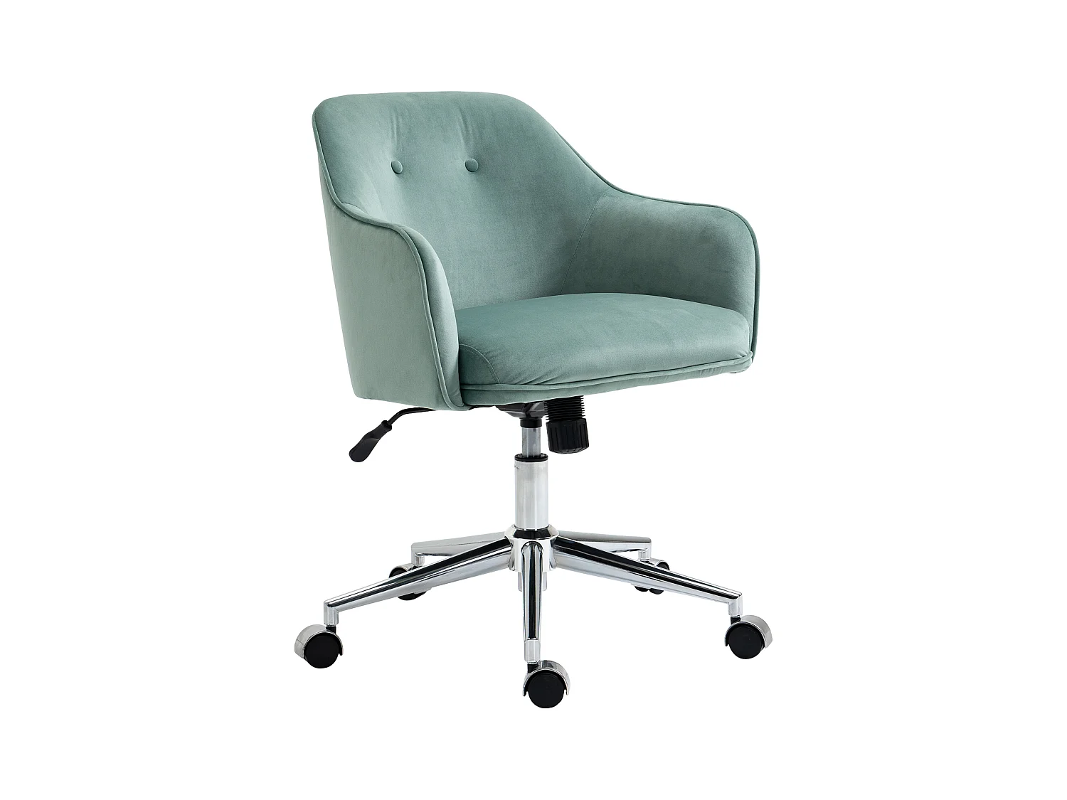 Fauteuil de Bureau rétro velours réglable pivotant avec dossier inclinable vert 120 kg