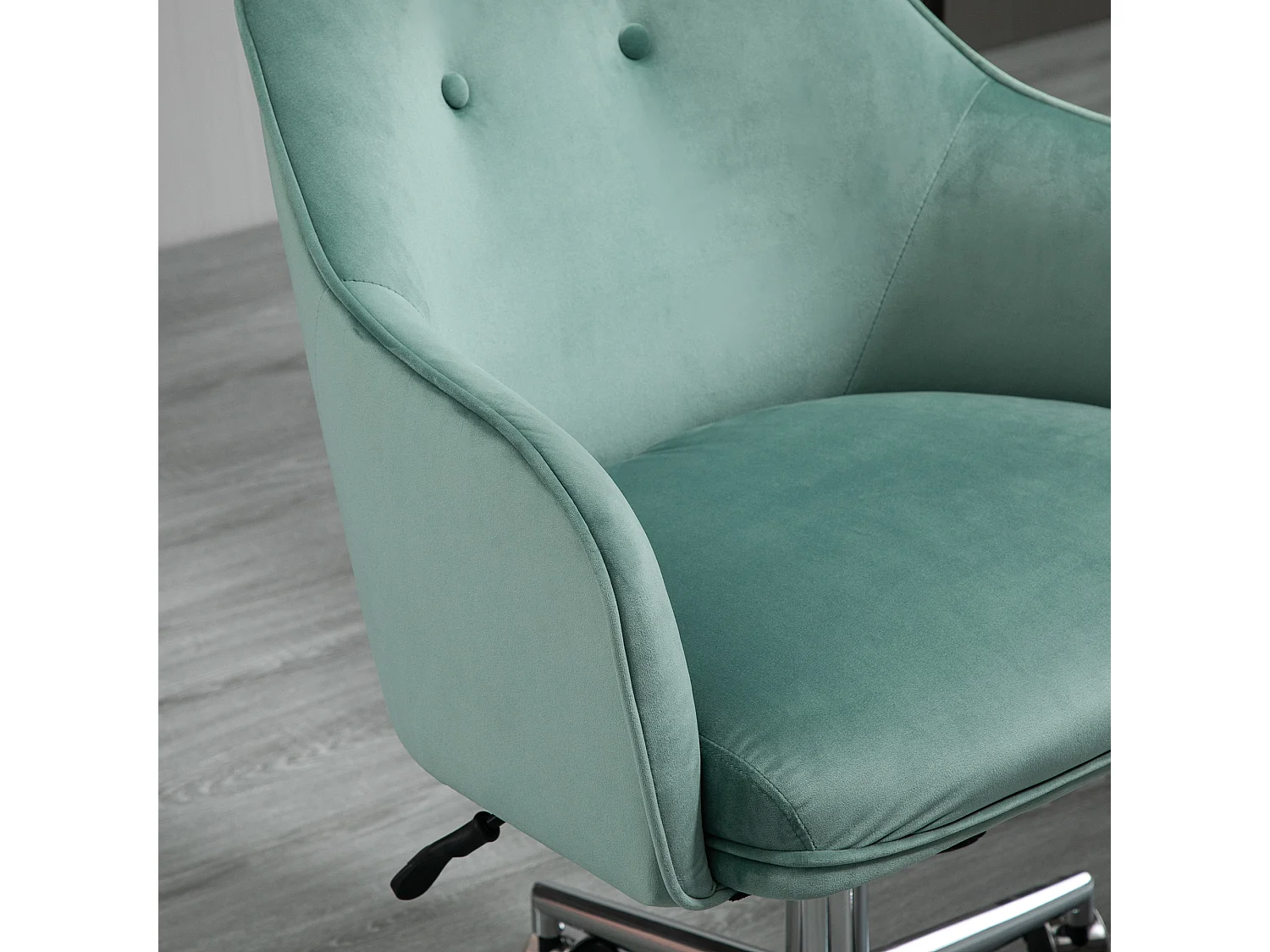 Fauteuil de Bureau rétro velours réglable pivotant avec dossier inclinable vert 120 kg