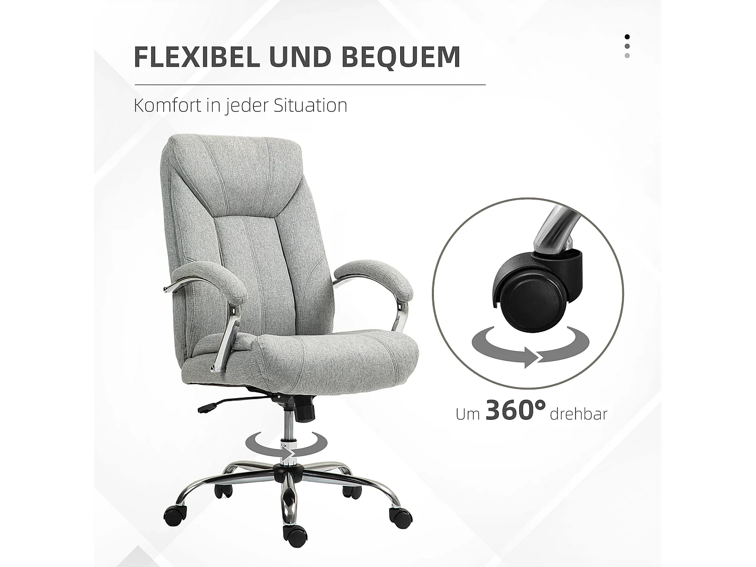 Cadeira de escritório ergonômica com braços e apoio de cabeça, ajustável, giratória, nylon cinza claro