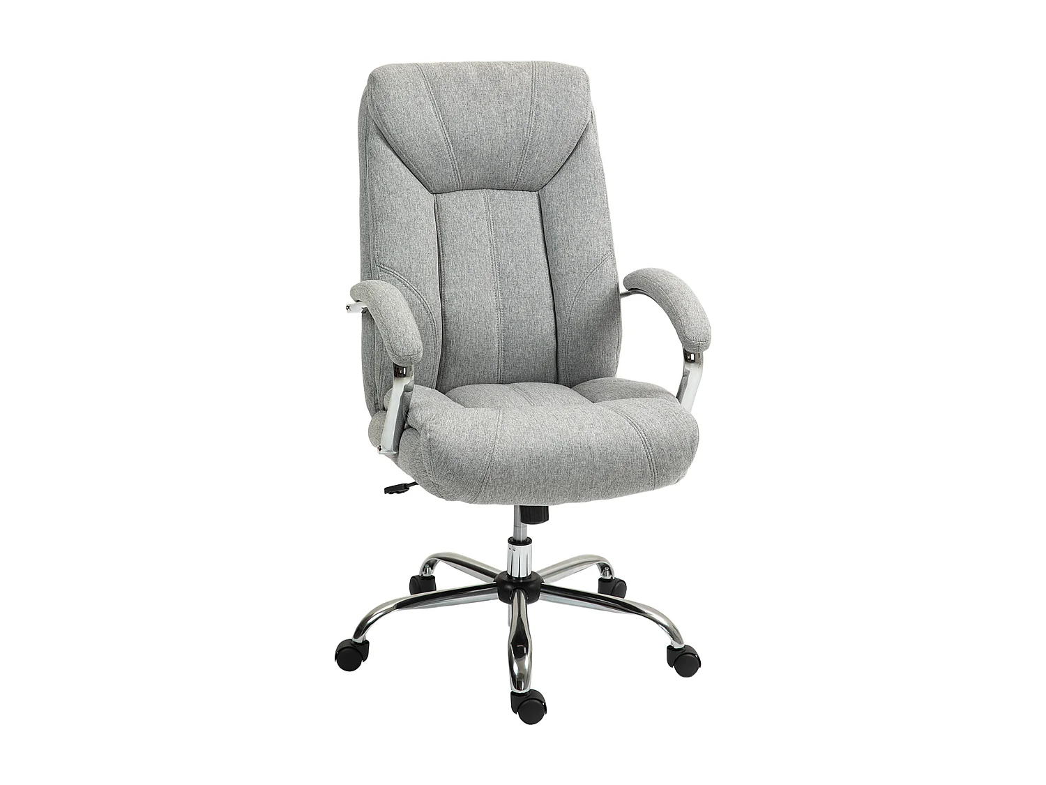 Silla de oficina ergonómica con reposabrazos y reposacabezas, ajustable, giratoria, nailon gris claro