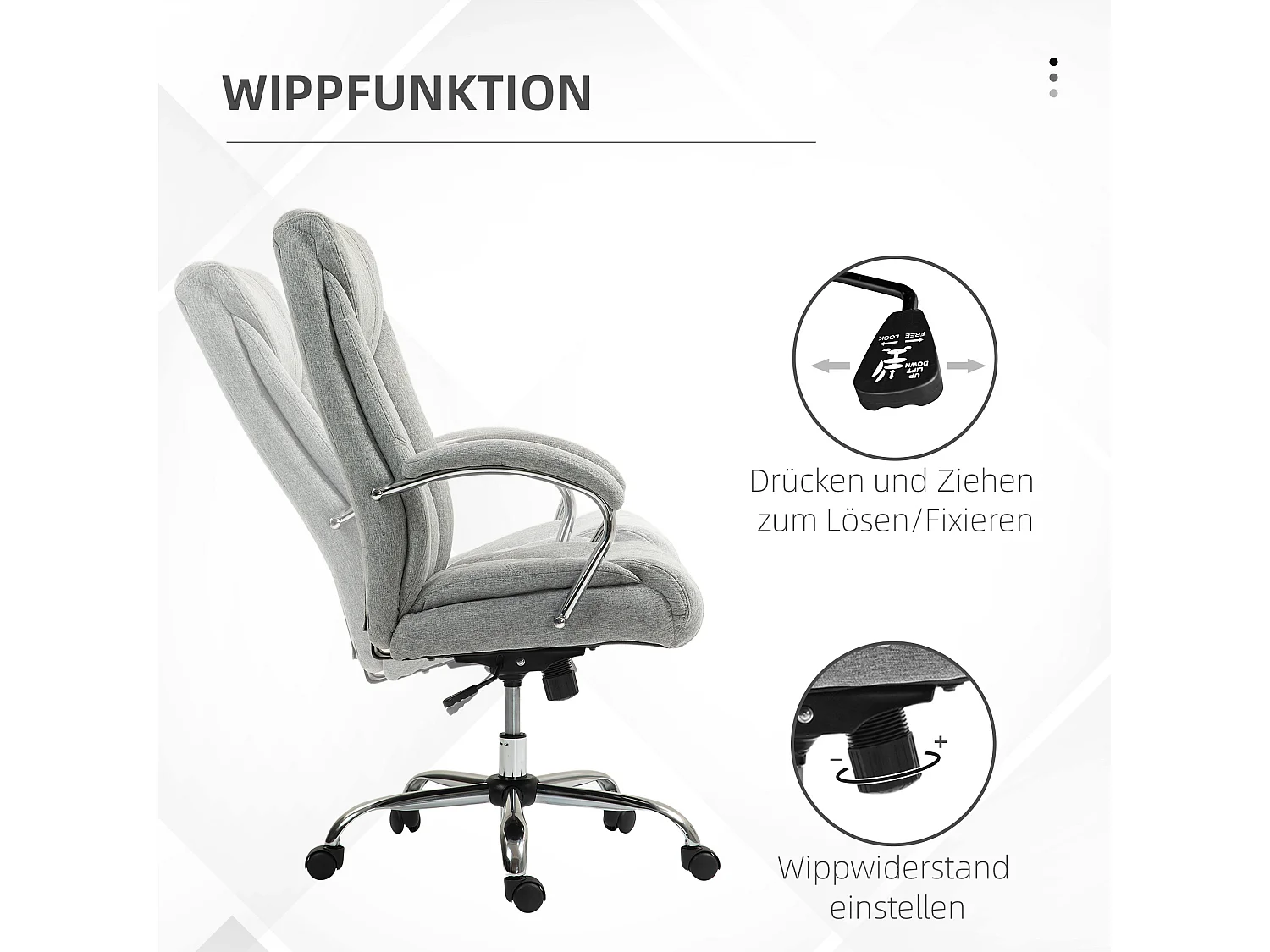 Silla de oficina ergonómica con reposabrazos y reposacabezas, ajustable, giratoria, nailon gris claro