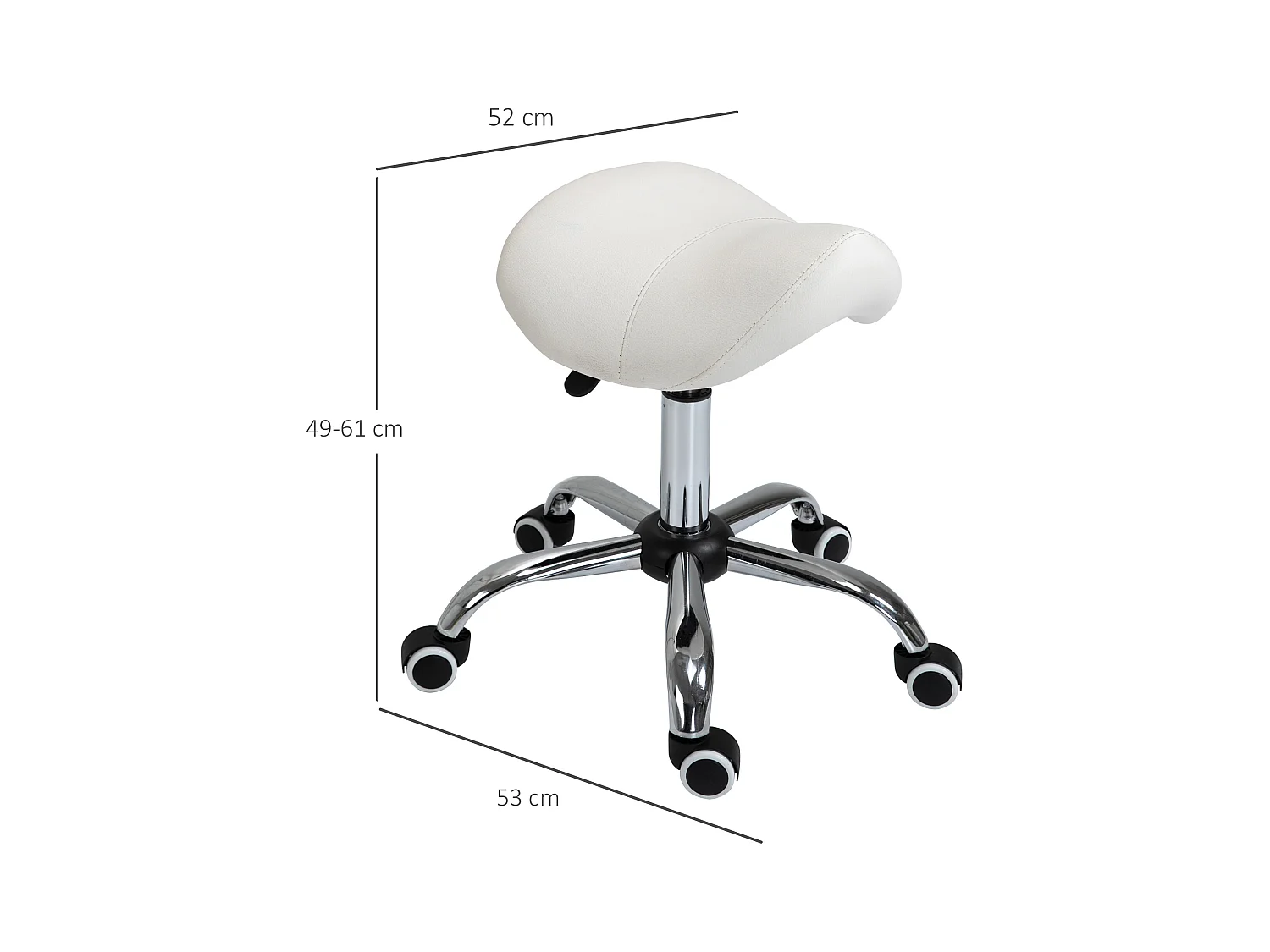 Tabouret roulant ergonomico in simile cuoio, regolabile in alta qualità, siège rembourré bianco per ufficio e maison