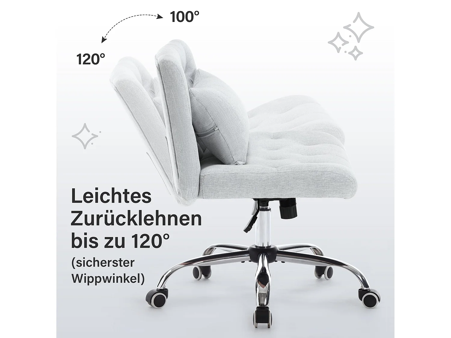 Fauteuil Bureau sans accoudoirs tissu lin pivotant ergonomico 160 kg per camera