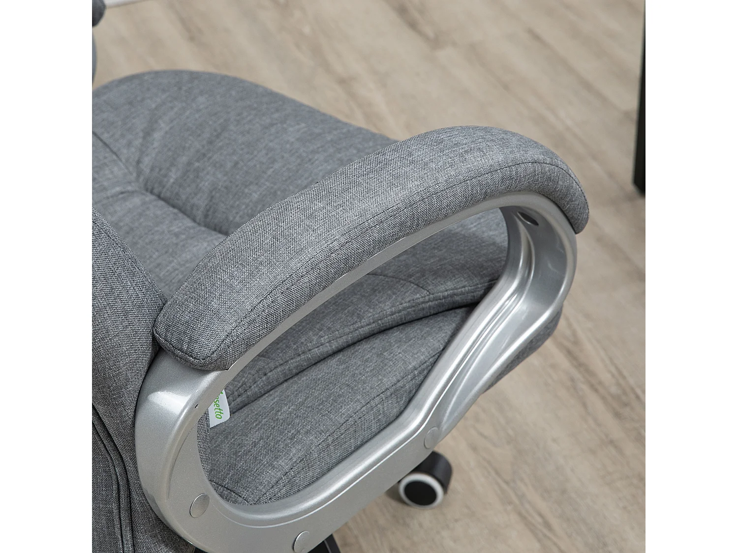 Cadeira de escritório ergonômica em linho com braços giratórios ajustáveis ​​cinza 64x75x111-121cm