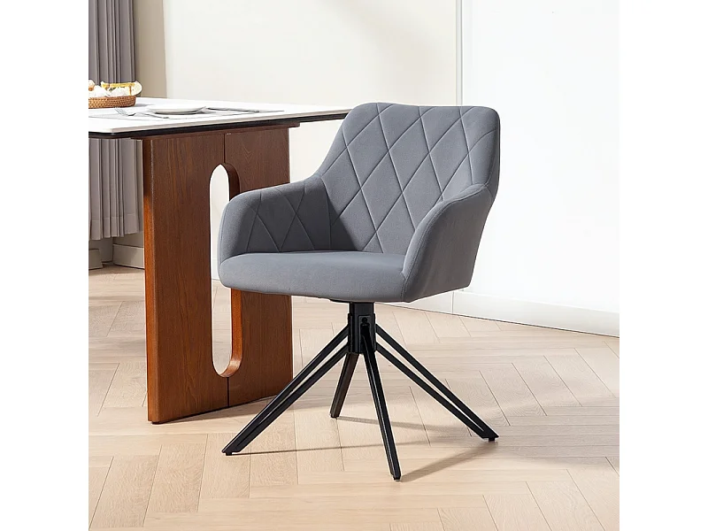 Cadeira de jantar de veludo com braços retrô cozinha sala de estar cinza 58x60,5x79 cm