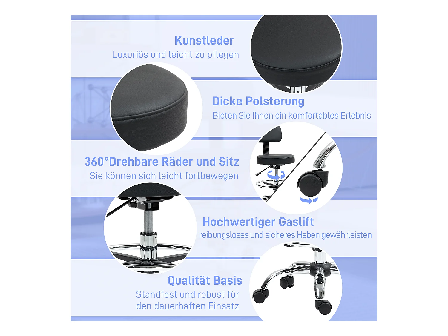 Comodino ergonomico in PU con poggiapiedi regolabile nero per coordinatore e casa