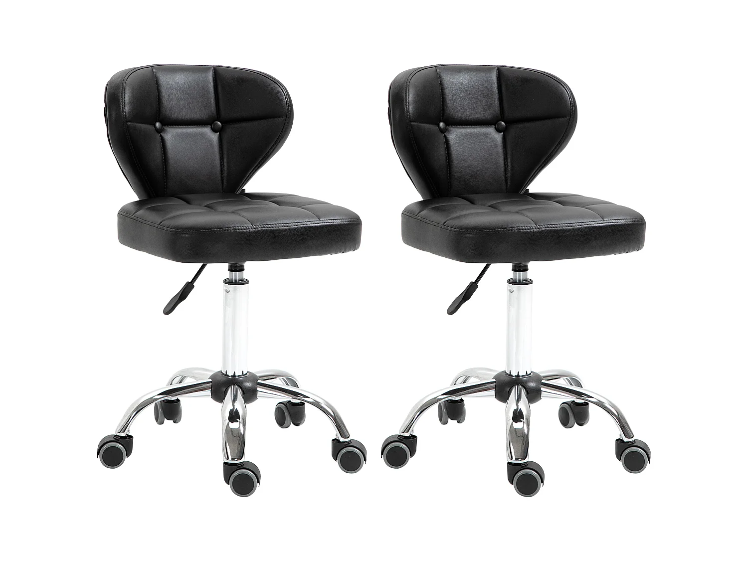 Lotto 2 tabourets pivotants avec dossier cuir synthétique et acier 72-87 cm gris foncé