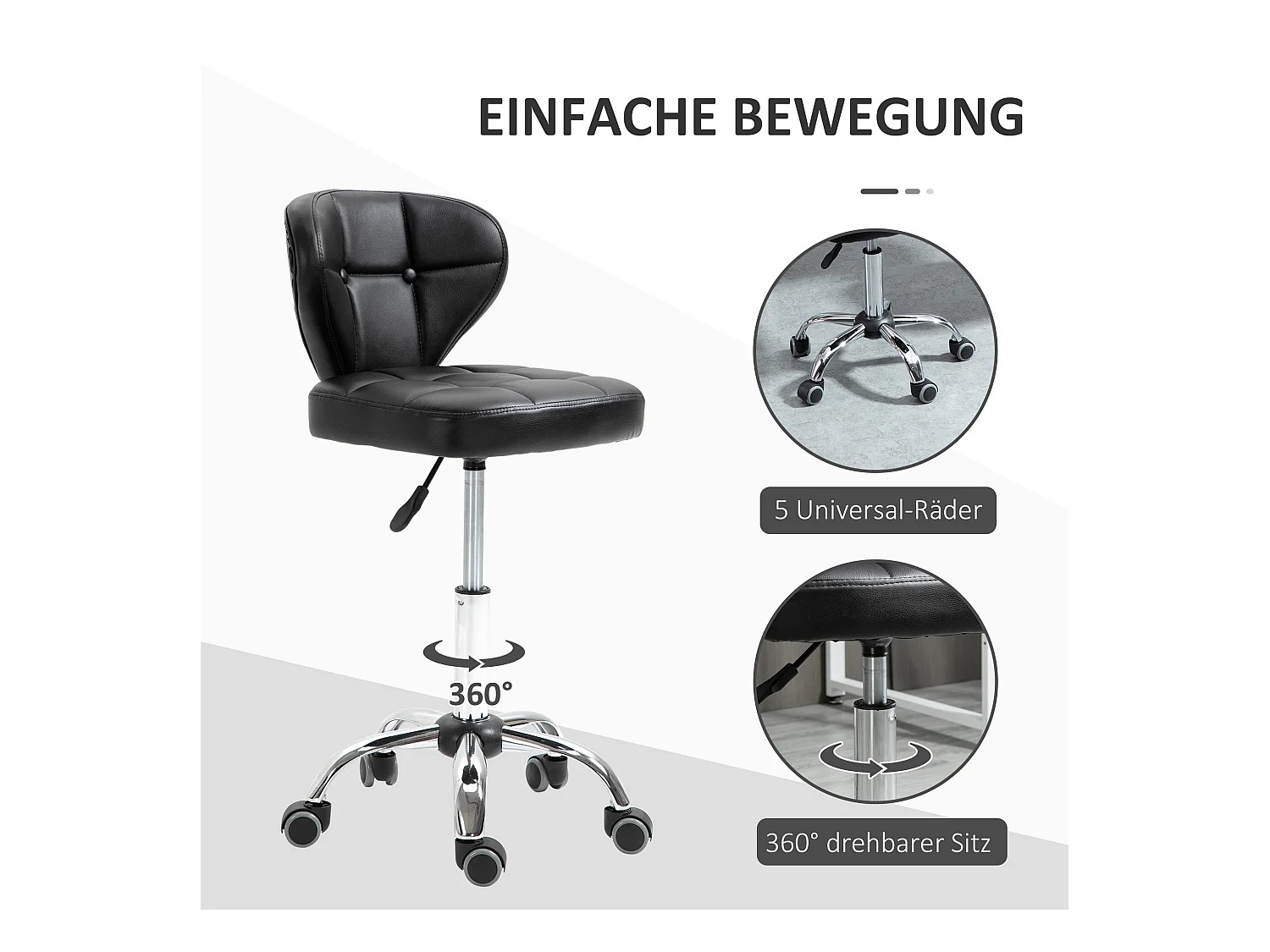 Lotto 2 tabourets pivotants avec dossier cuir synthétique et acier 72-87 cm gris foncé