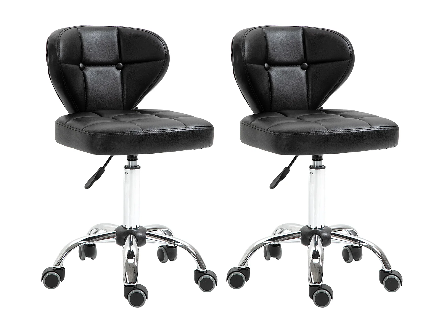 Lotto 2 tabourets pivotants avec dossier cuir synthétique et acier 72-87 cm gris foncé