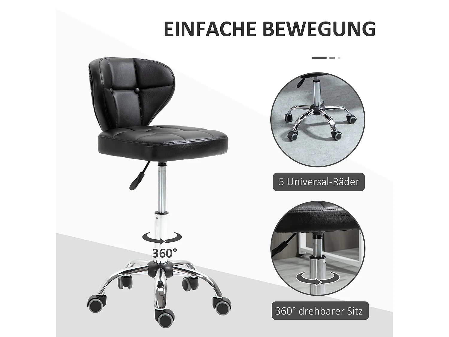 Lotto 2 tabourets pivotants avec dossier cuir synthétique et acier 72-87 cm gris foncé