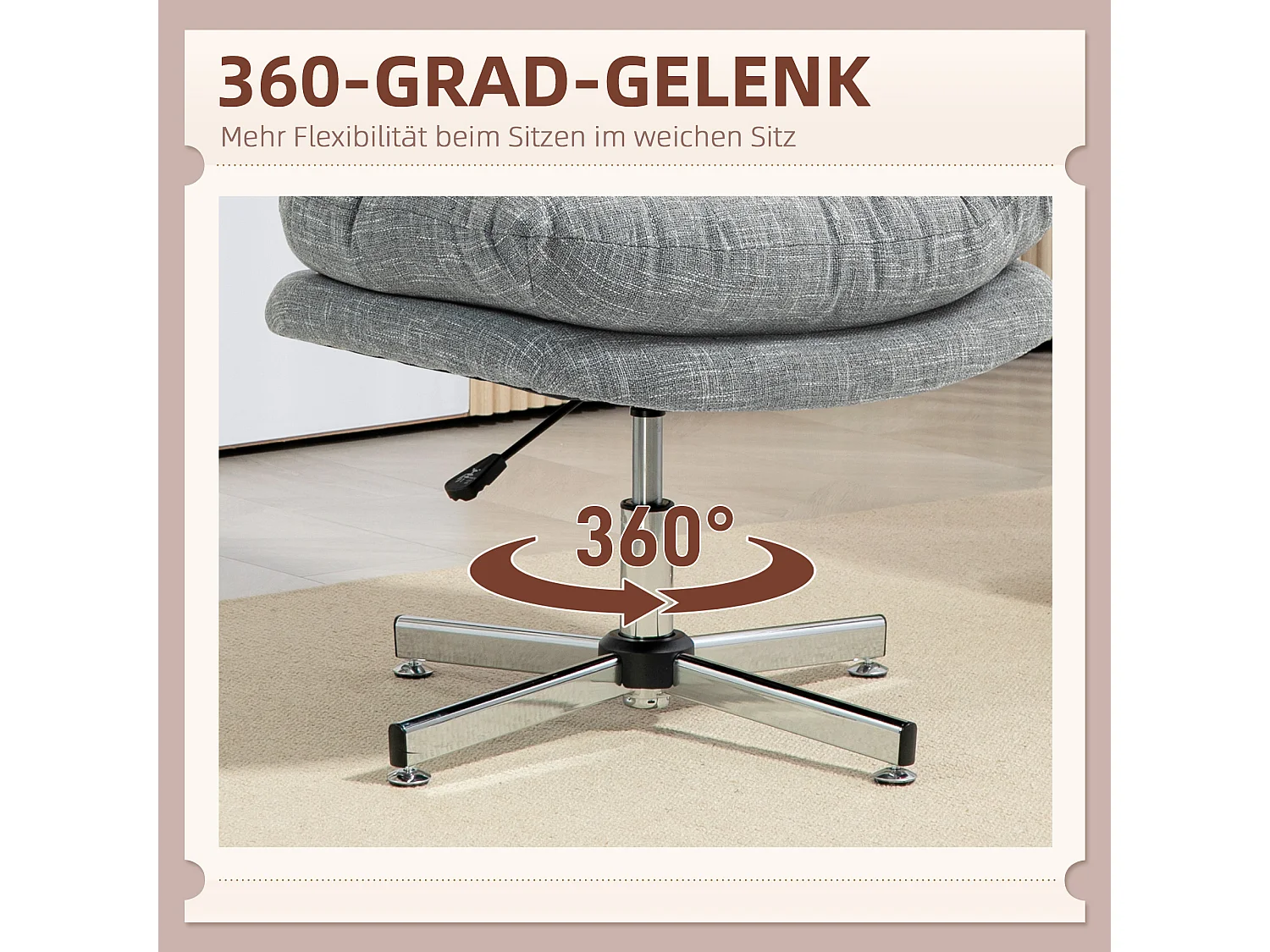 Silla de oficina ergonómica con asiento acolchado y respaldo de lino, altura regulable, color gris