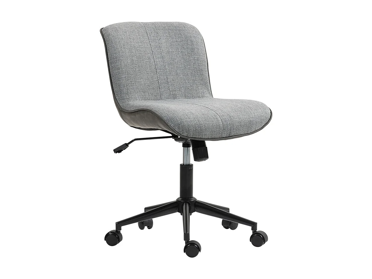 Chaise de bureau armless tissu lin ergonomique pivotante réglable pour home office gris foncé