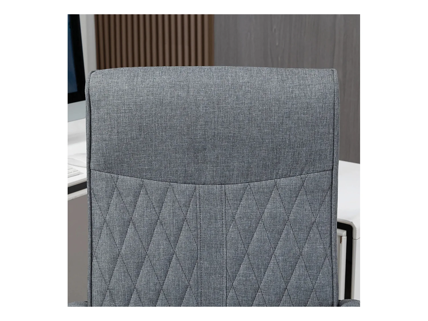 Sedia da ufficio ergonomica in tessuto con comodini regolabili e funzione basculante, grigio scuro