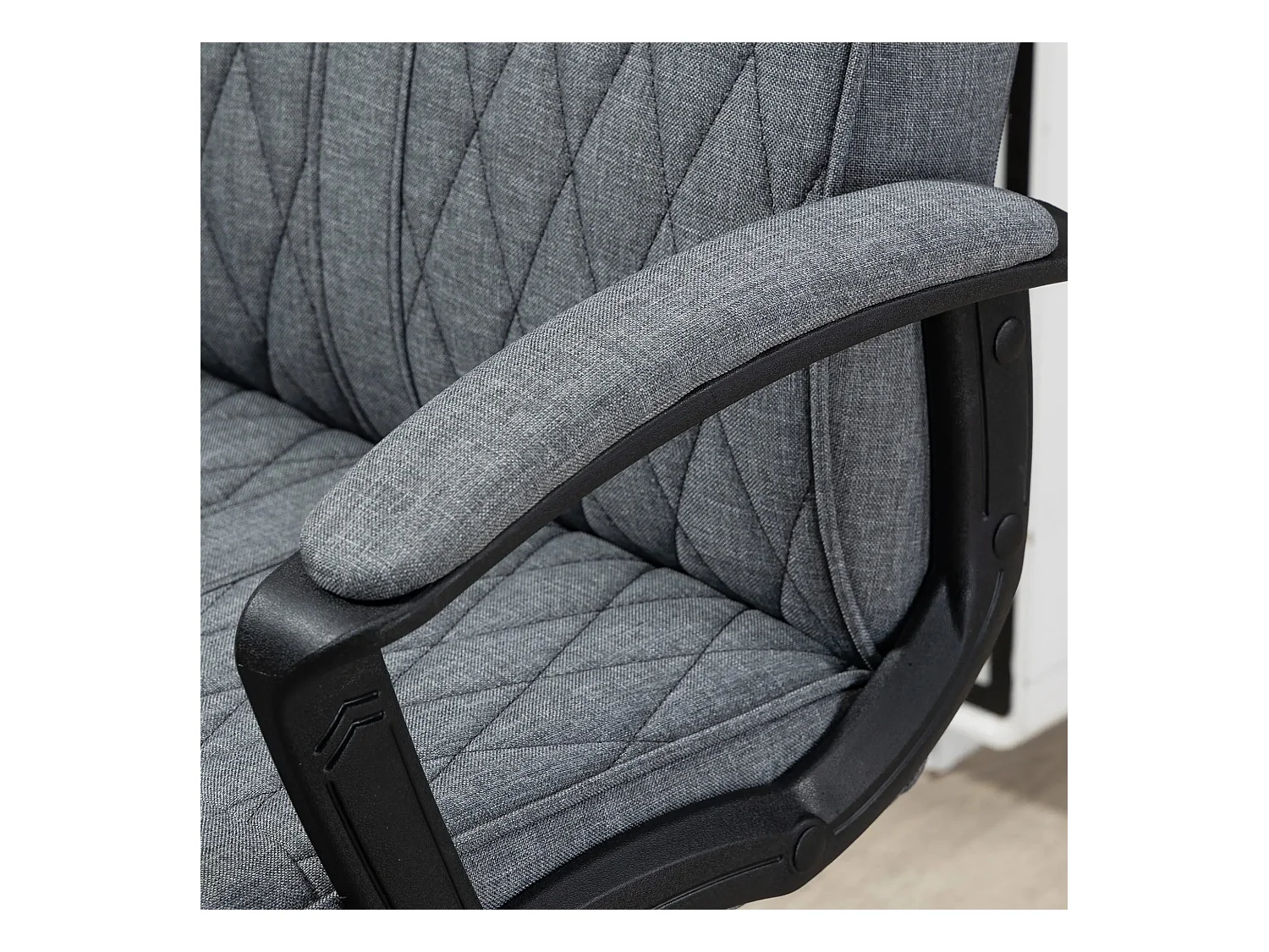 Sedia da ufficio ergonomica in tessuto con comodini regolabili e funzione basculante, grigio scuro