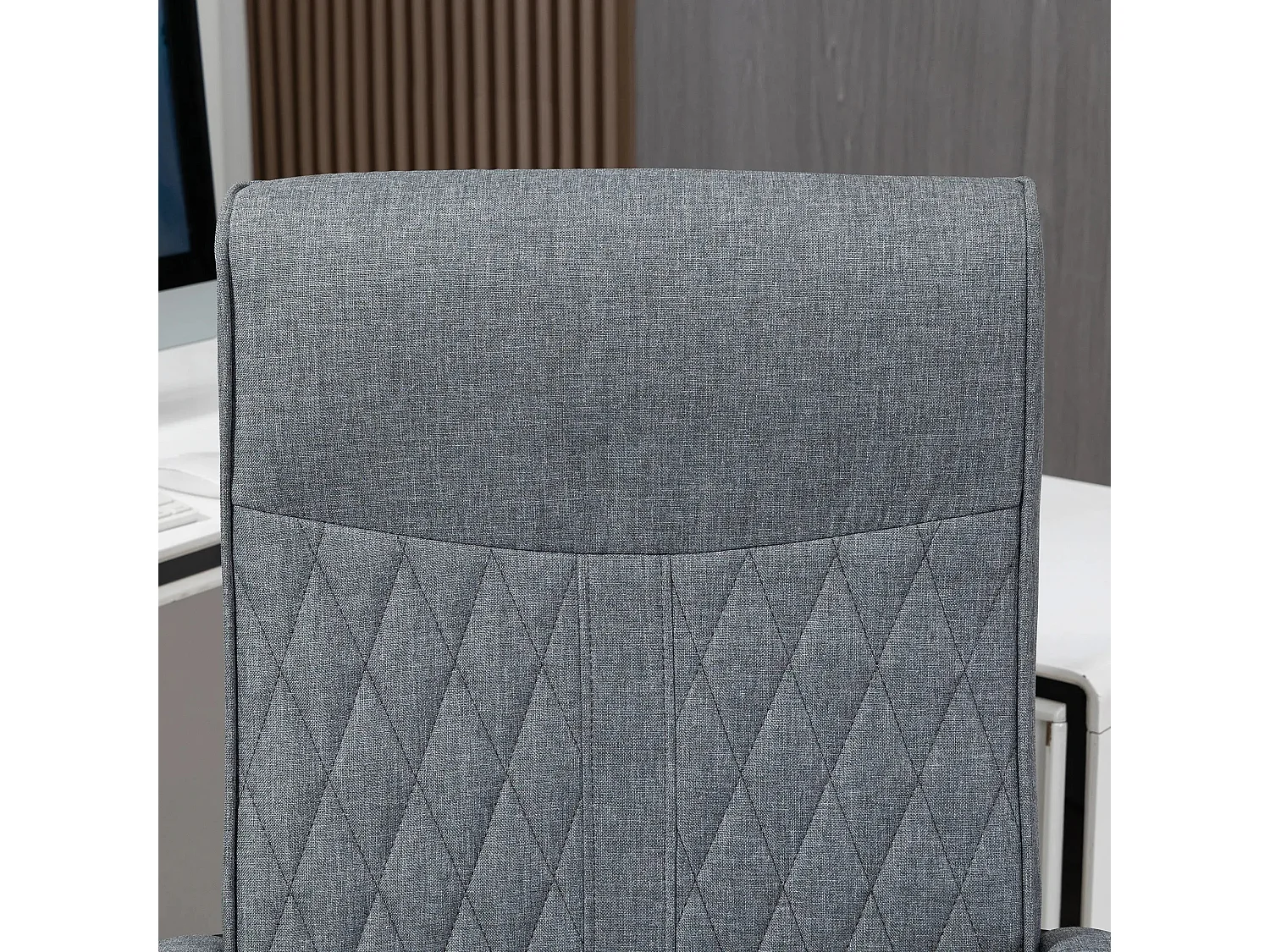 Chaise de bureau ergonomique tissu avec accoudoirs réglables et fonction bascule, gris foncé