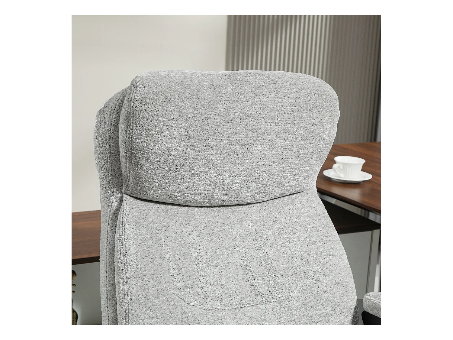 Cadeira de escritório giratória ergonômica acolchoada com balanço, ajustável, cinza claro