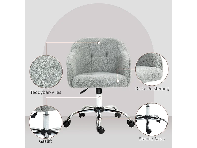 Cadeira de escritório giratória ergonômica, Teddysamt, altura ajustável, cinza, Homeoffice