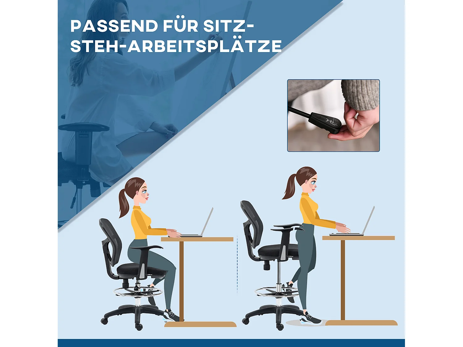 Silla de oficina ergonómica de malla negra con reposabrazos y reposapiés para oficina y oficina en casa.