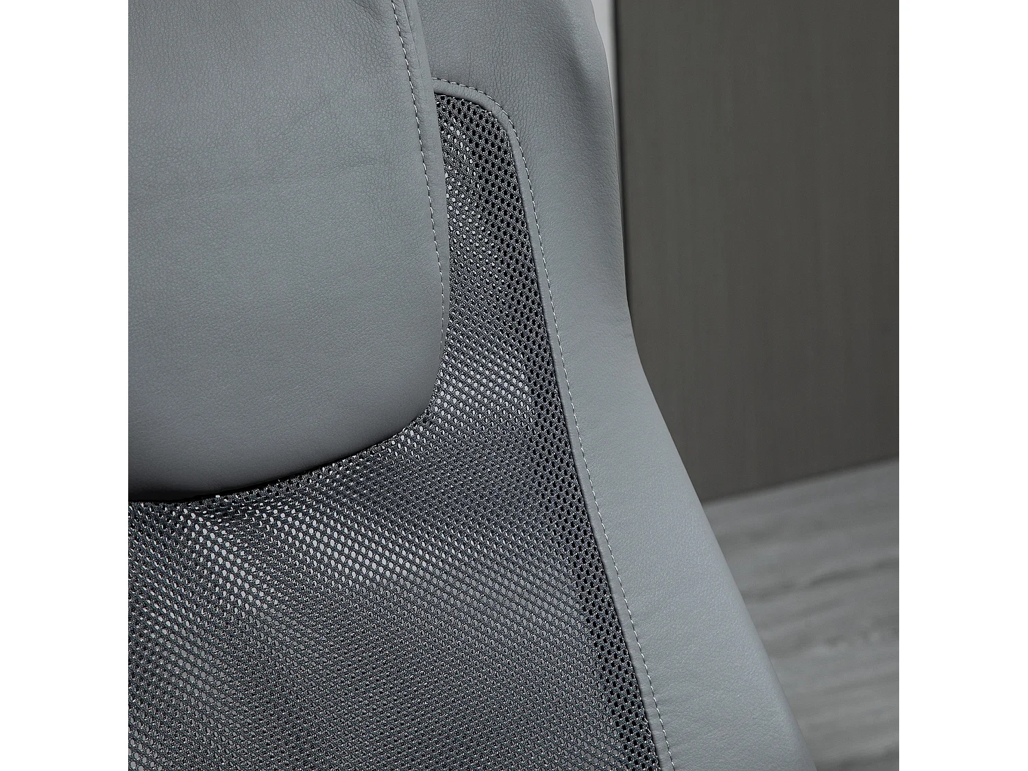 Chaise bureau ergonomique PU gris fauteuil réglable dossier inclinable 360° 66x73x108-118cm