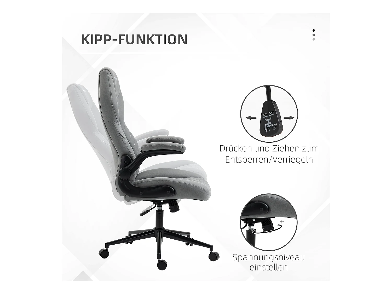 Cadeira ergonômica de escritório em microfibra, poltrona giratória, braços ajustáveis, Homeoffice 65,5x69,5x112-122cm
