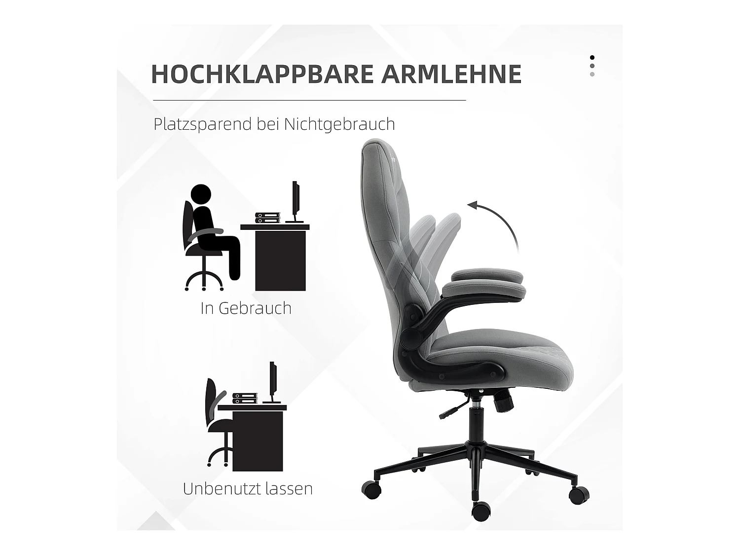 Cadeira ergonômica de escritório em microfibra, poltrona giratória, braços ajustáveis, Homeoffice 65,5x69,5x112-122cm