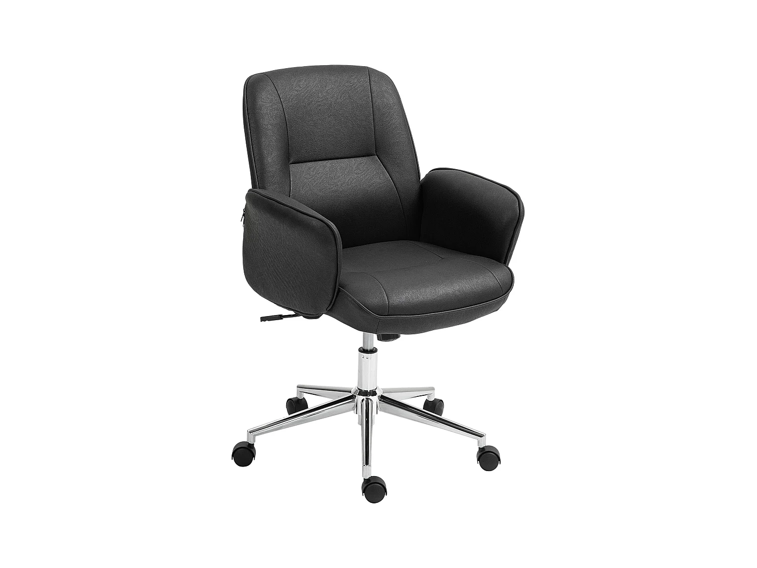 Chaise-office ergonomica in microfibra nera con dossier inclinabile e seduta pivotante 120 kg