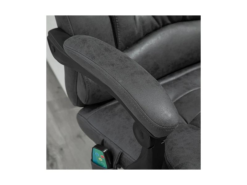 Silla de oficina ergonómica con masaje y calefacción, respaldo reclinable 135°, reposapiés gris