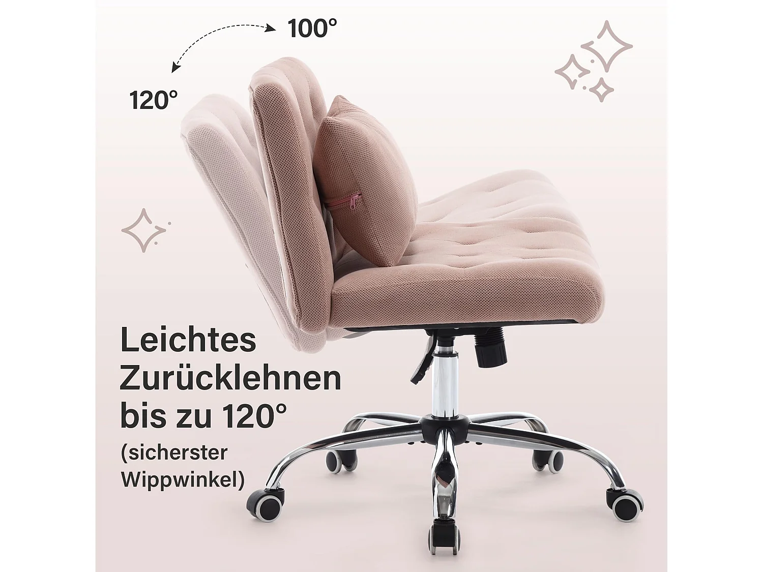 Fauteuil bureau sans accoudoirs tissu lin ergonomique pivotant 160 kg pour chambre
