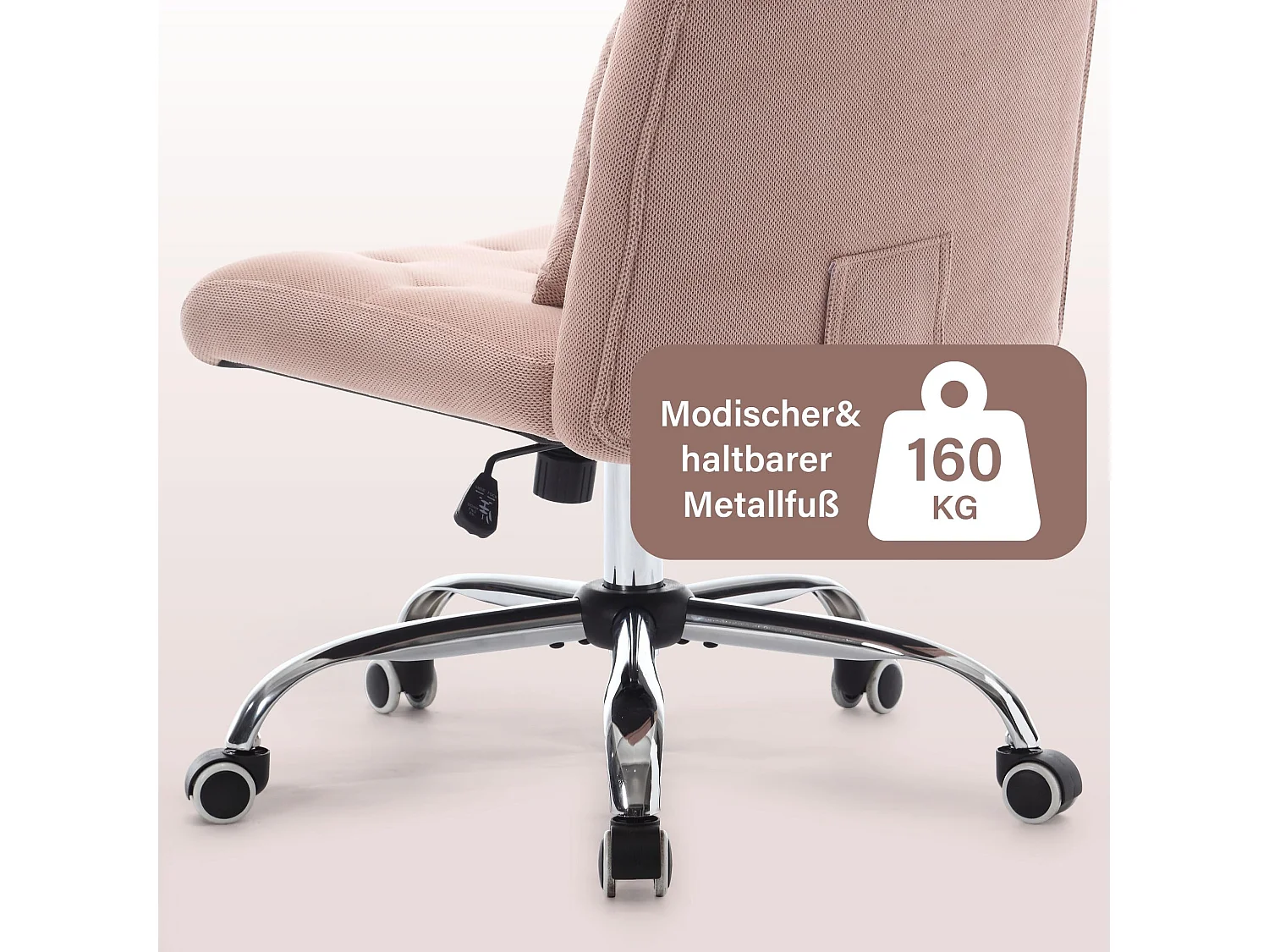 Fauteuil bureau sans accoudoirs tissu lin ergonomique pivotant 160 kg pour chambre