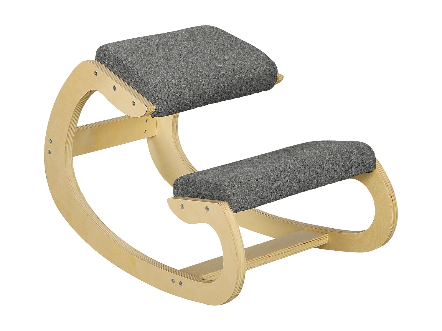 Kniestuhl ergonomico in legno con bilanciamento per scrivania Homeoffice grigio 54,5x85x54cm