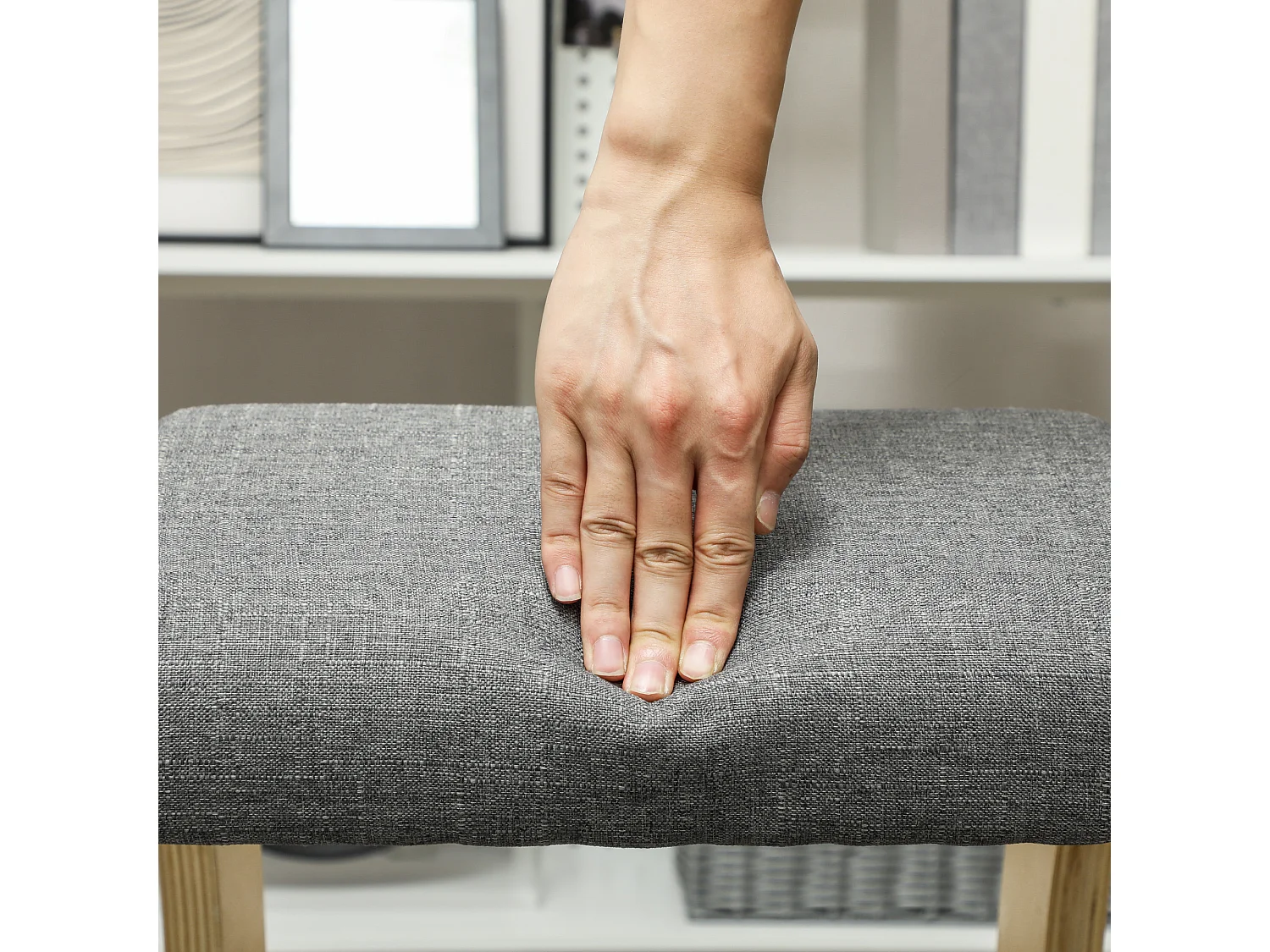 Kniestuhl ergonomico in legno con bilanciamento per scrivania Homeoffice grigio 54,5x85x54cm