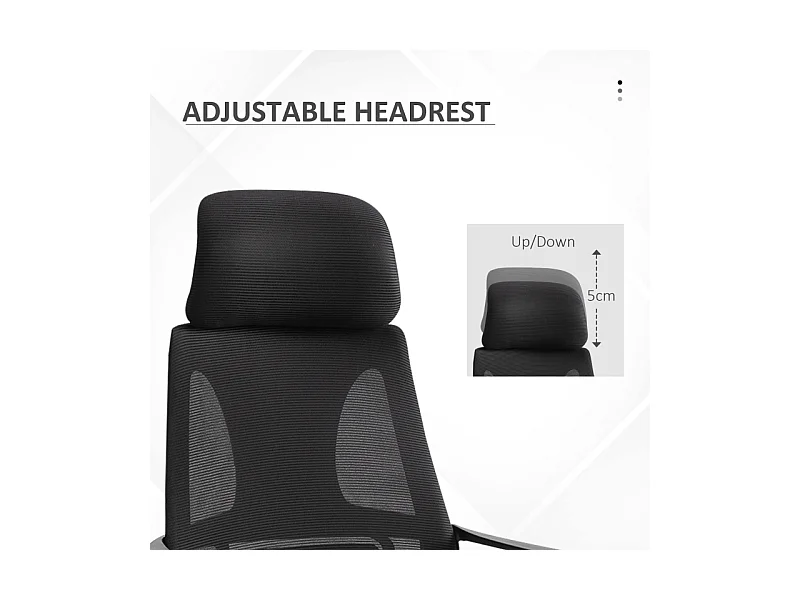 Silla de oficina ergonómica con respaldo, reposacabezas y reposabrazos de malla, Negra 120 kg