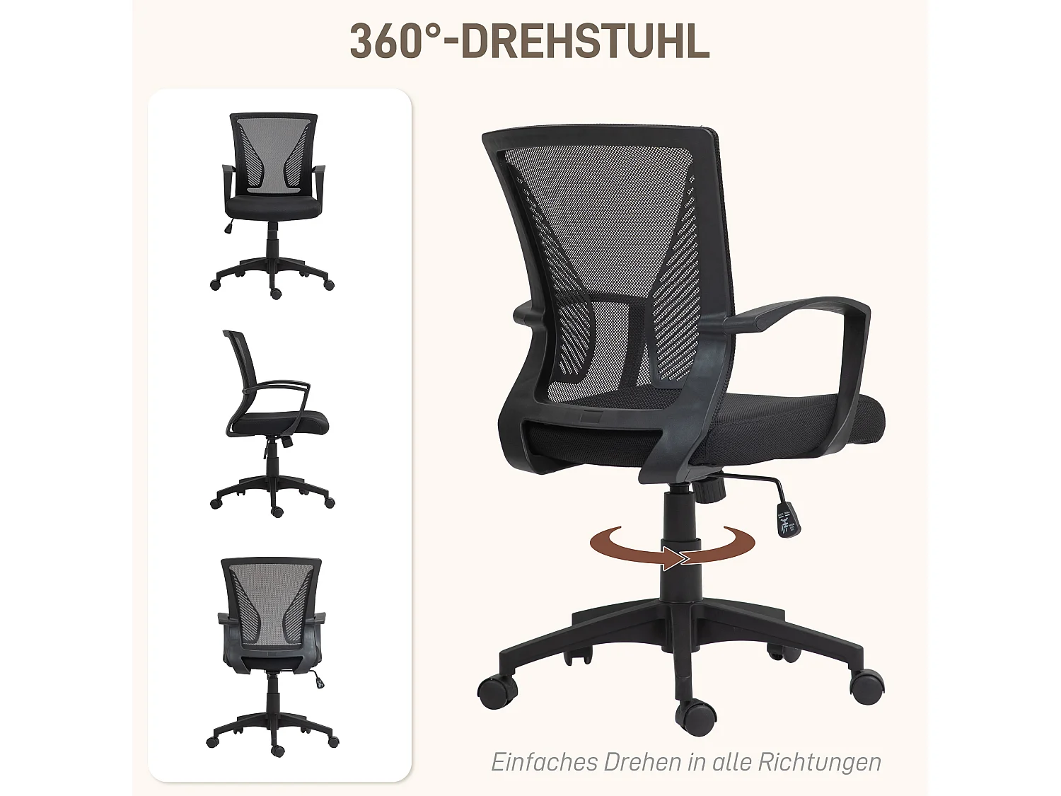 Fauteuil bureau noir ergonomique avec dossier inclinable et hauteur réglable 120 kg