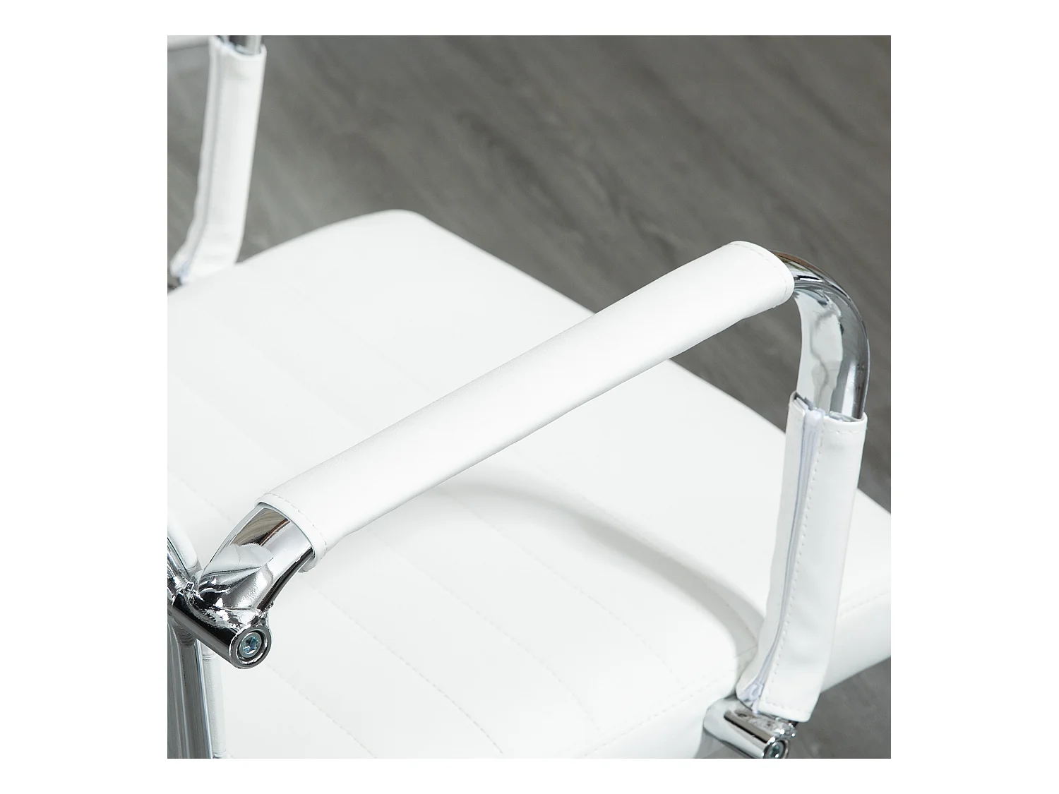 Chaise de desk ergonomica in pelle sintetica girevole 360° con cassetto inclinabile bianco 54x62x104-114cm