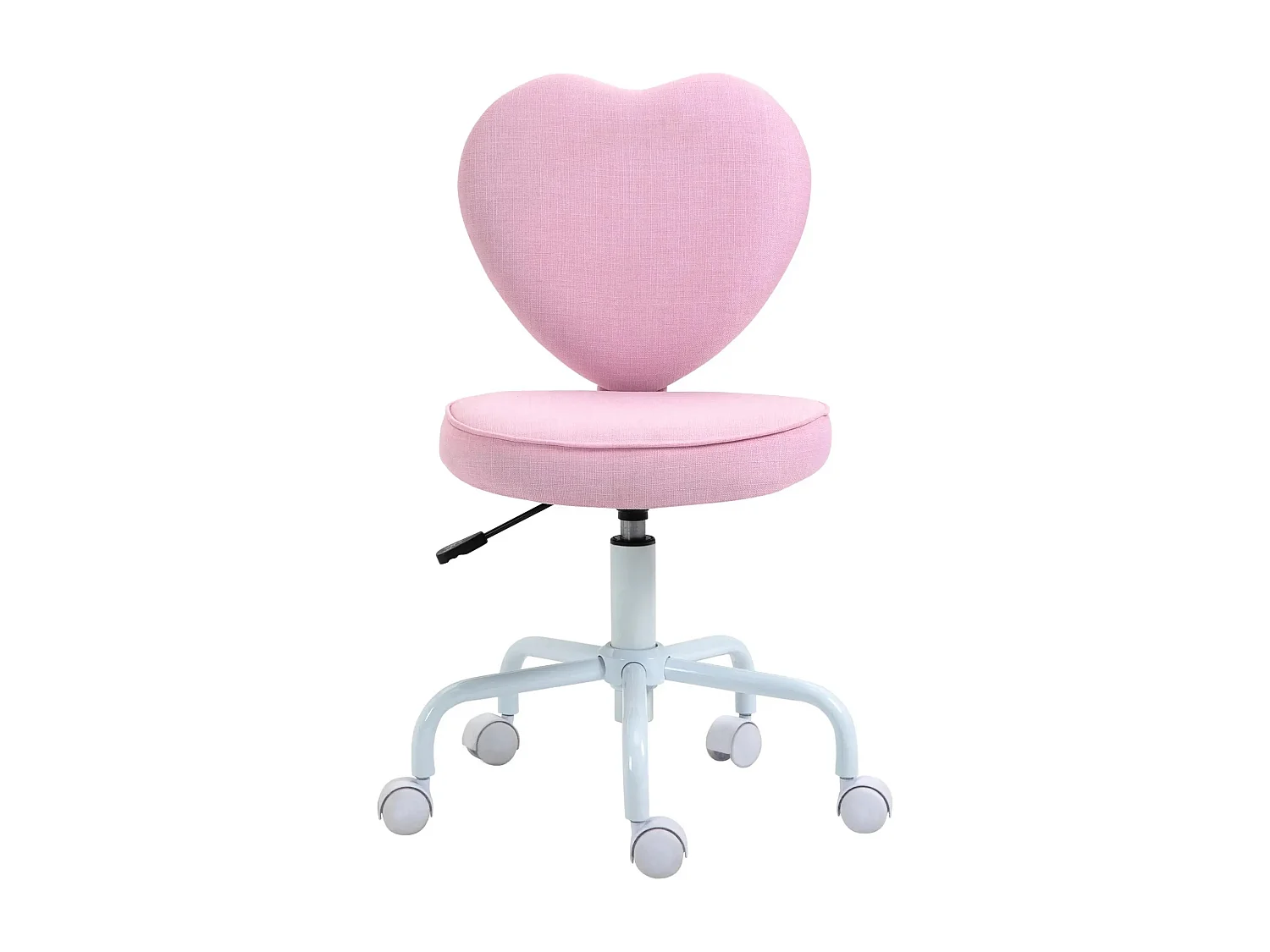 Silla de oficina giratoria de lino rosa con forma de corazón y asiento acolchado 40x50x79-89cm
