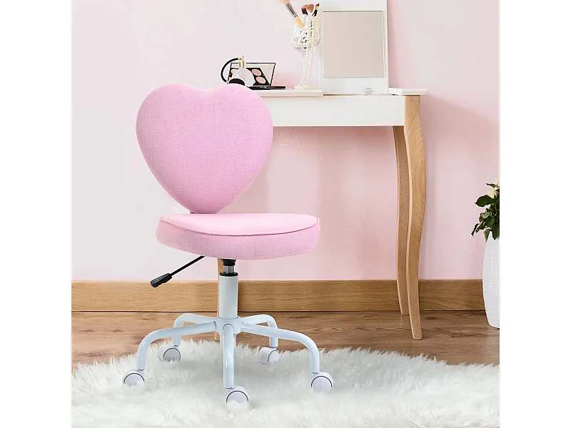 Sedia da ufficio girevole cuore in lino rosa con assise rimborsata 40x50x79-89cm