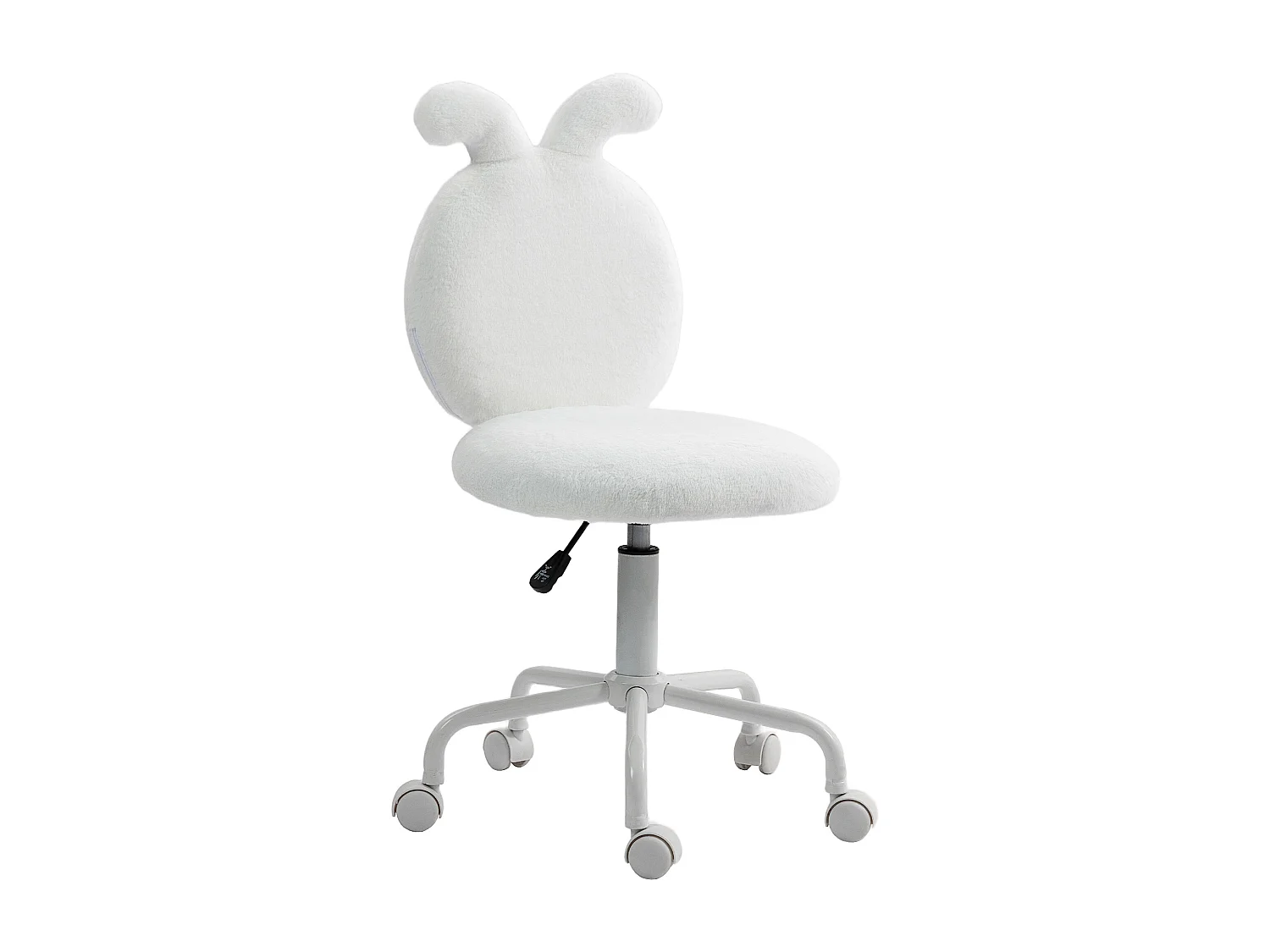 Sedia da ufficio bianca con orecchie di lapino in velluto, chaise maquillage regolabile