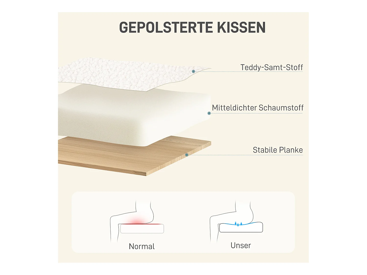 Sedia da ufficio girevole in velluto con comodini regolabili alta crema 60x61x79-88cm