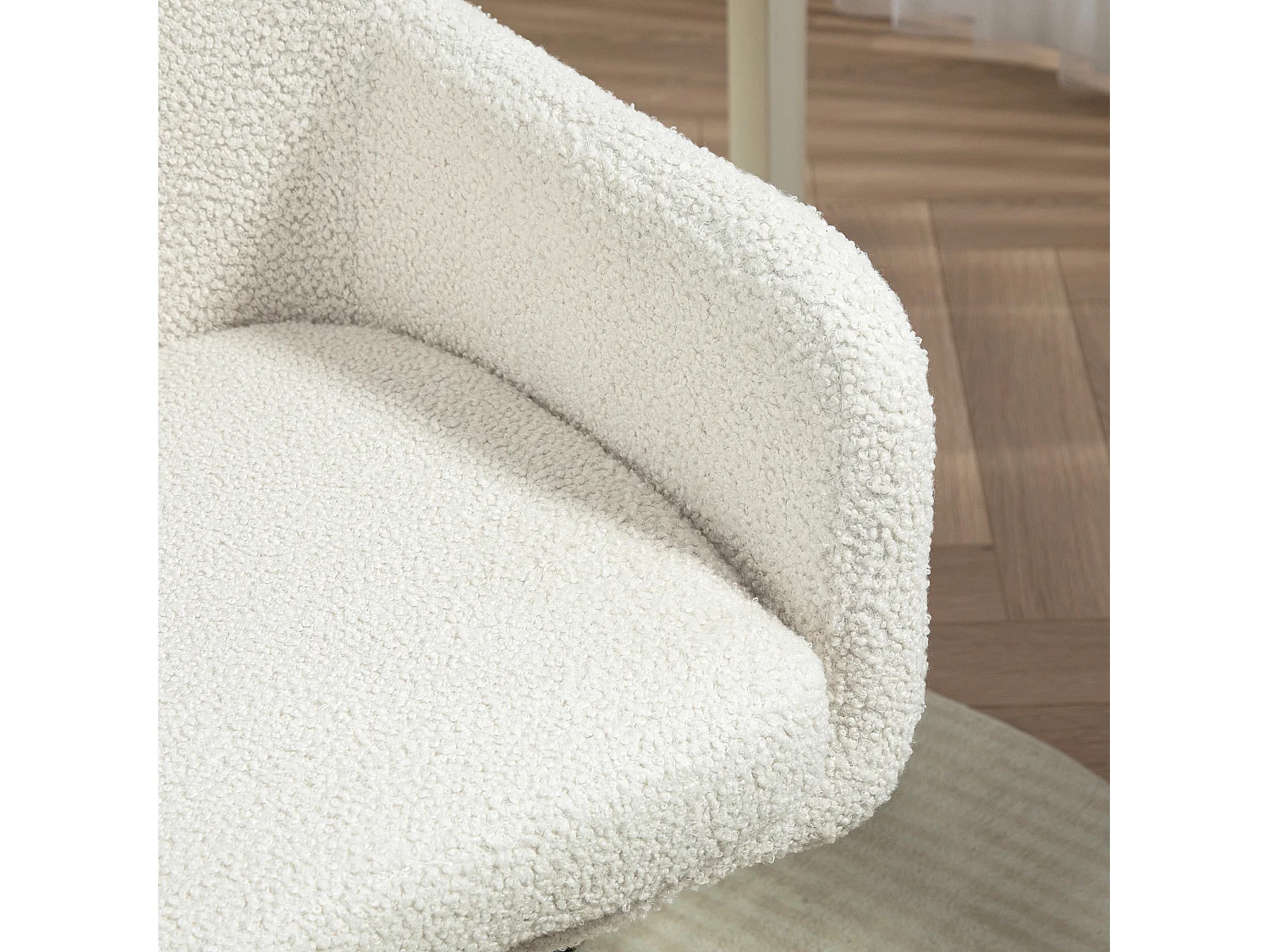 Sedia da ufficio girevole in velluto con comodini regolabili alta crema 60x61x79-88cm